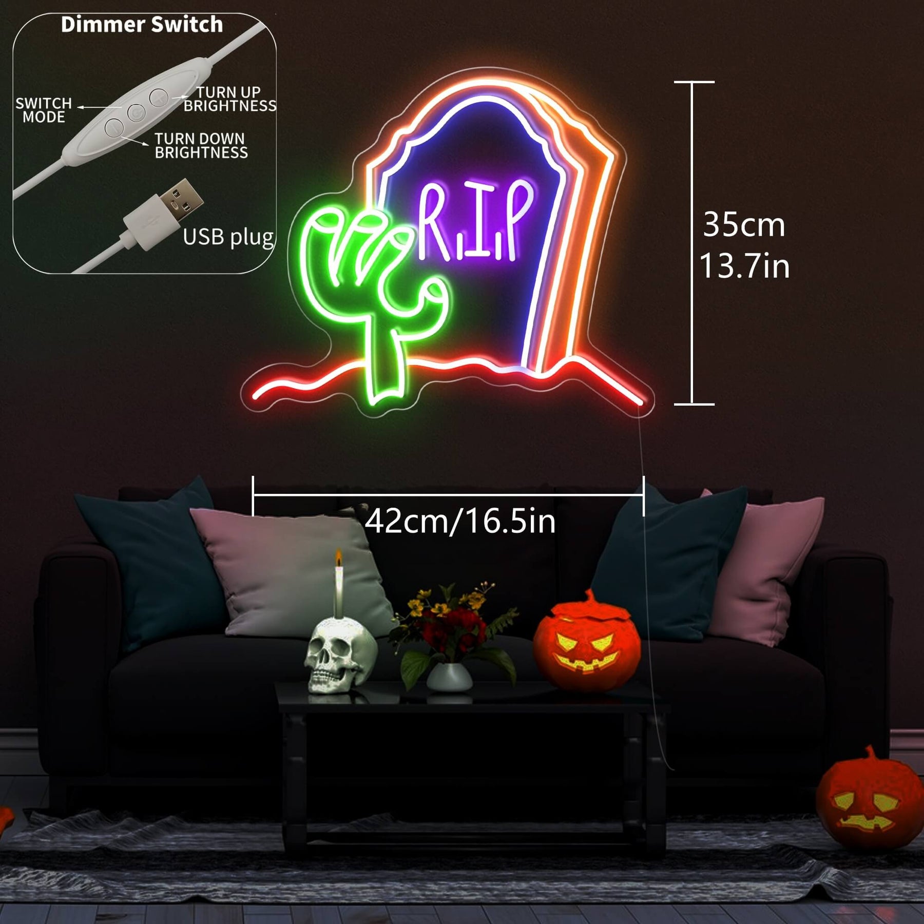 Graveyard RIP Tombstone Led Neon Sign Light