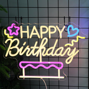 Happy Birthday&Cake Neon Sign