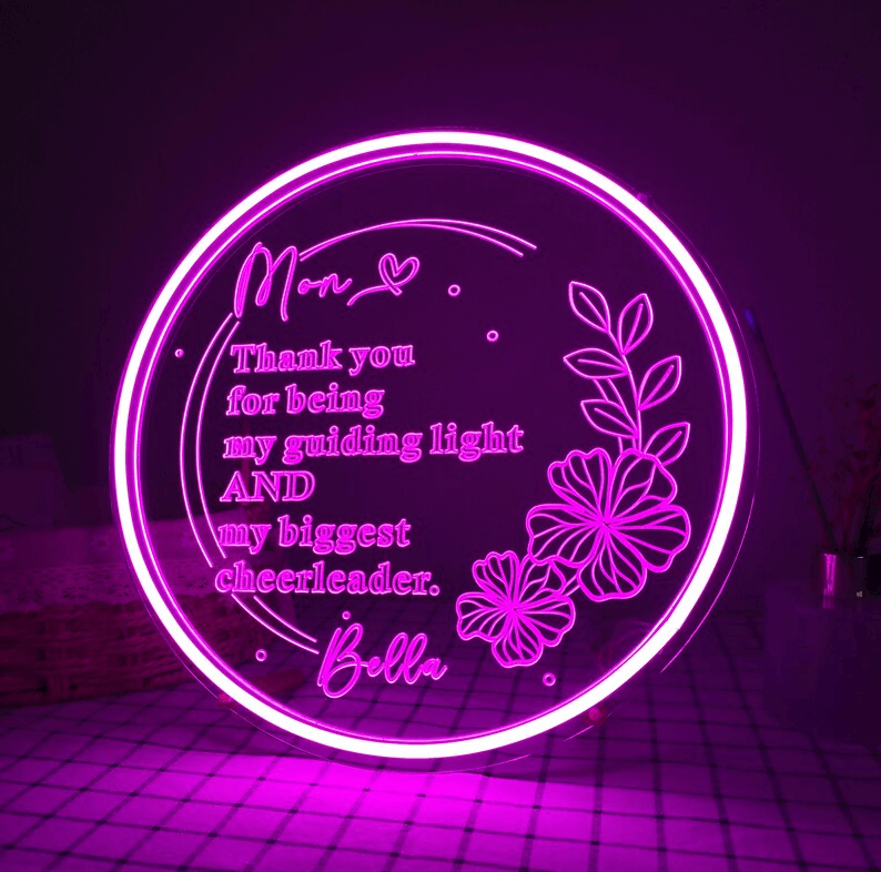 Round Neon Sign Custom Name Personalised Mother's Day Gift