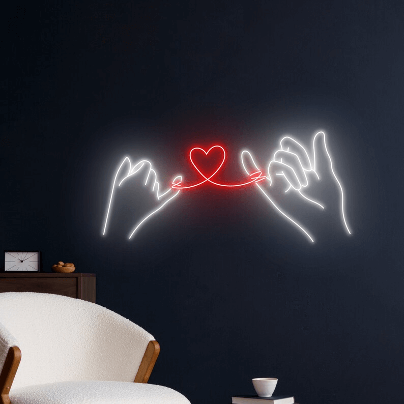 Couple Hand&Heart Lover Neon Sign Room Wall Art  Decor