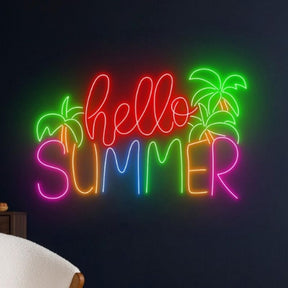 Hello Summer Neon Signs Palm Tree Led Neon Sign