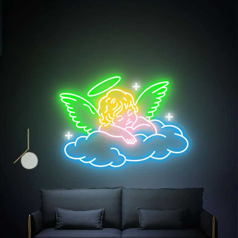 Angel Sleeping on Cloud Handmade Neon Sign Kids Bedroom Decor