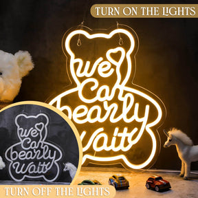 We Can Bearly Wait Neon Sign for Baby Shower Birthday Party Decor