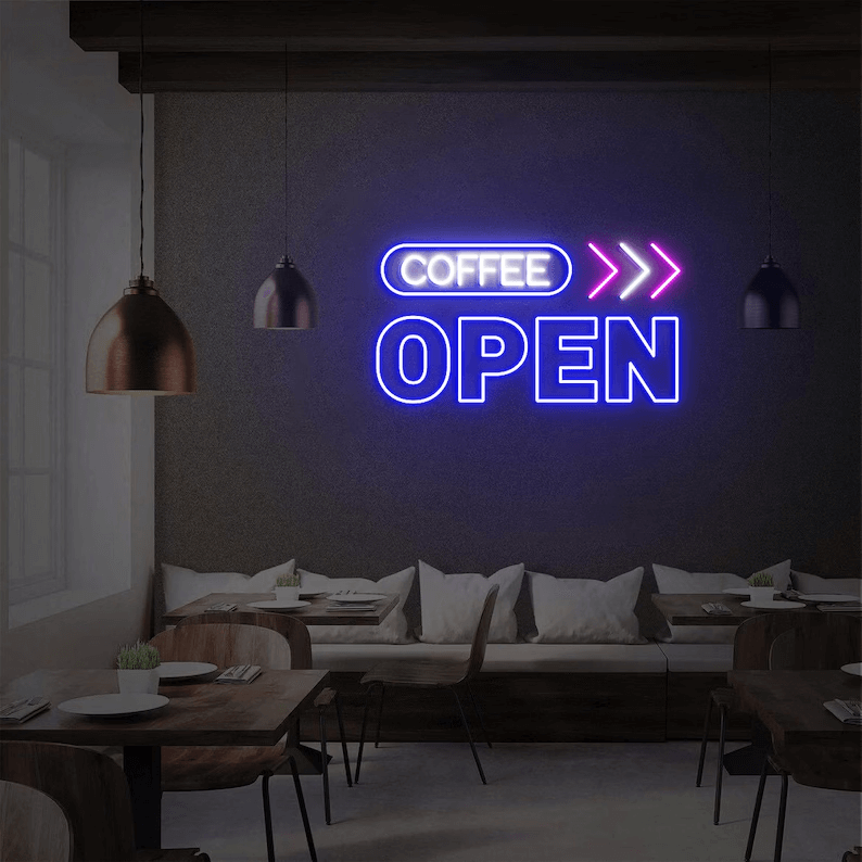 Coffee Open Neon Sign Shop Decor Led Neon Sign