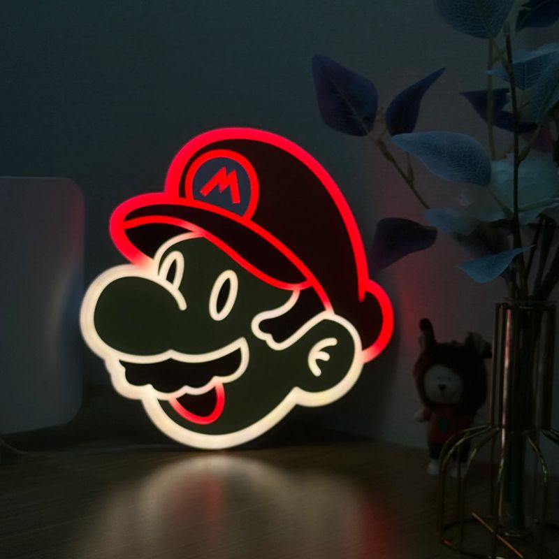 Mario Neon Sign Cartoon Neon Sign Wall Decor Art