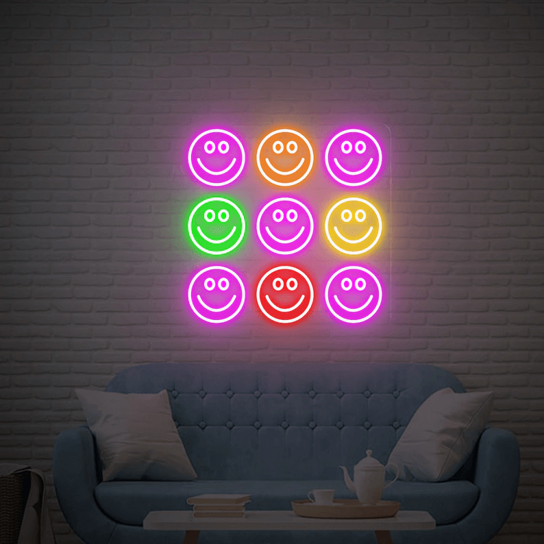 Smiley Face Neon Sign Colorful Neon Sign for Wall Decor Art