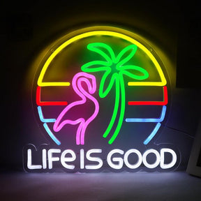 Life Is Good Palm Tree Neon Signs for Bar Wall Decor