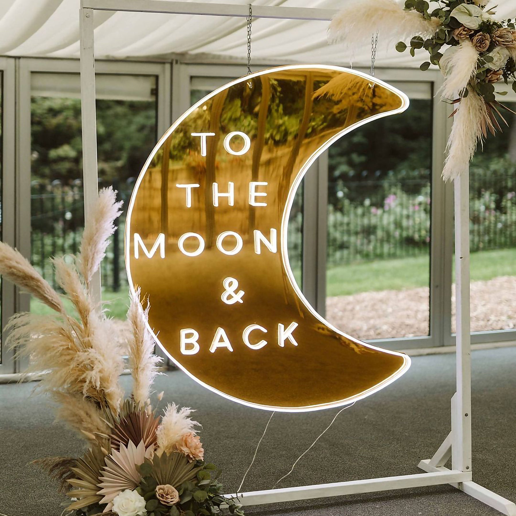 To The Moon&Back Mirror Neon Sign