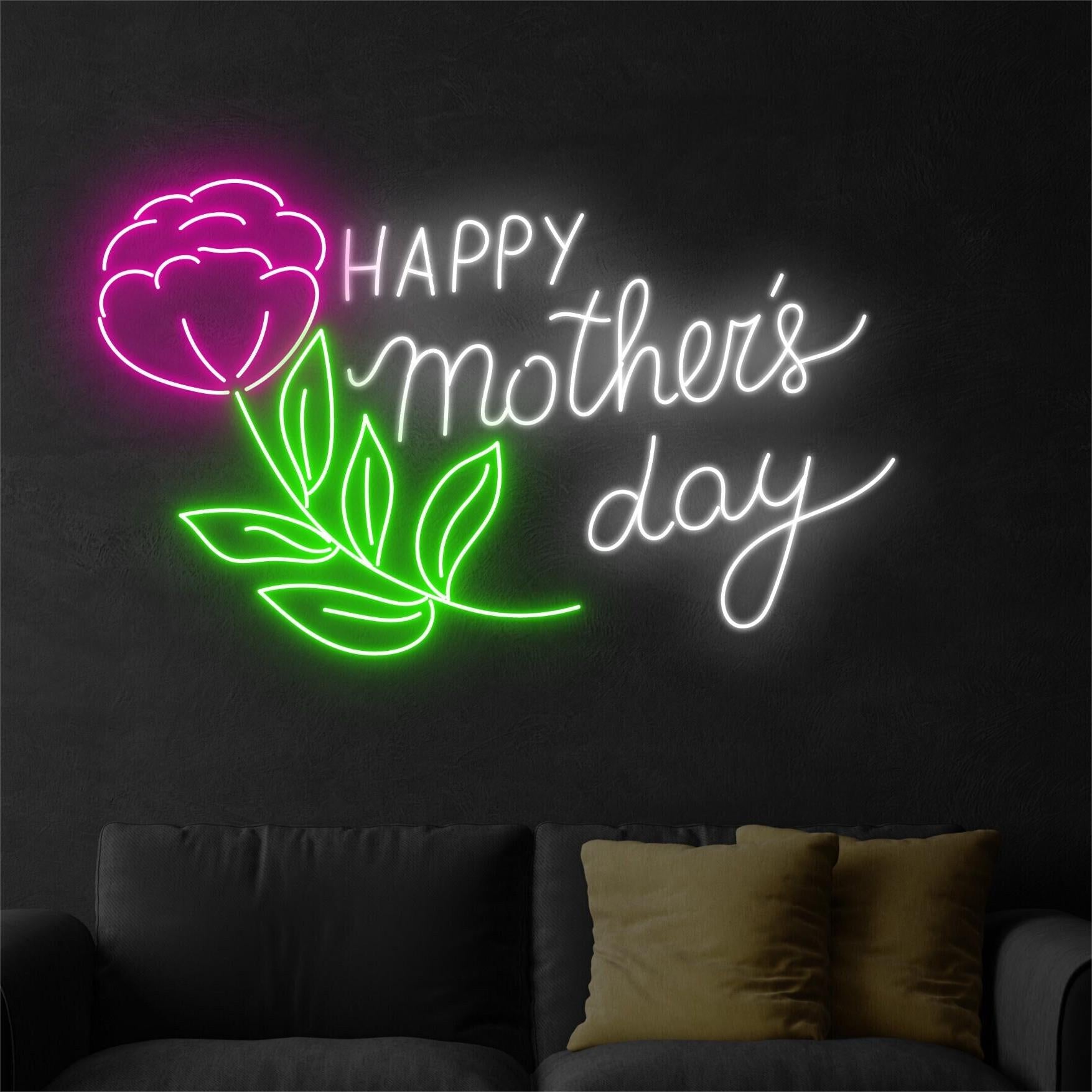 Happy Mother's Day&Flower LED Neon Sign