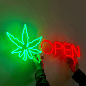 Open Neon Sign Weed Neon Sign Wall Decor Art