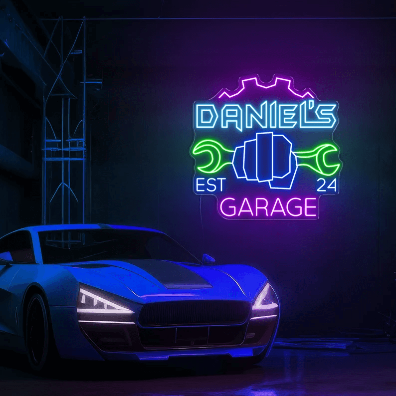 Ics Neon Sign Garage Neon Sign Personalized Garage Sign for Men