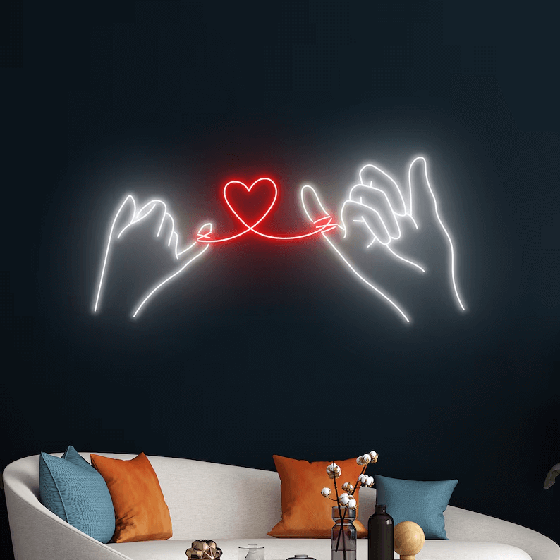 Couple Hand&Heart Lover Neon Sign Room Wall Art  Decor