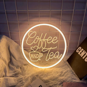 Round Coffee&Tea Neon Sign