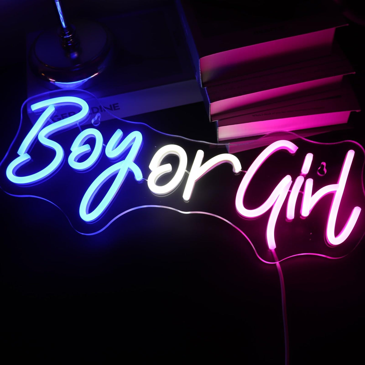 Boy or Girl  Neon Sign for Baby Shower&Gender Reveal Party Decor