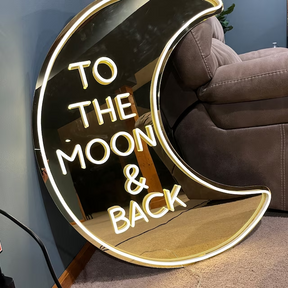 To The Moon&Back Mirror Neon Sign