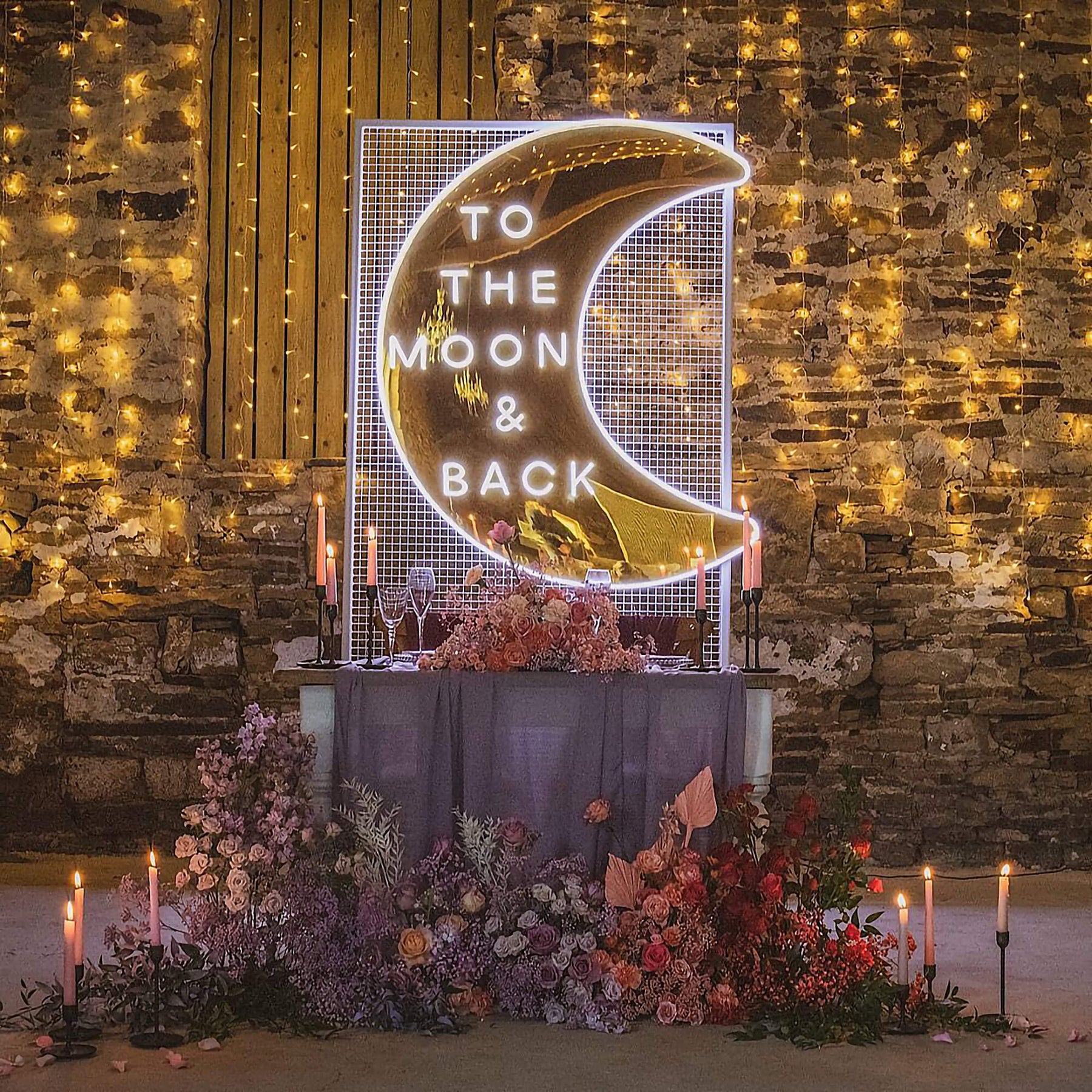 To The Moon&Back Mirror Neon Sign