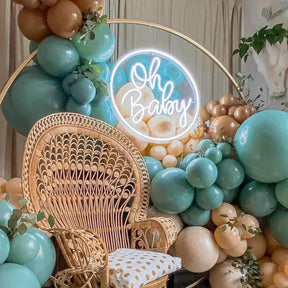 Round Oh Baby Neon Sign for Baby Shower Birthday Party Decor