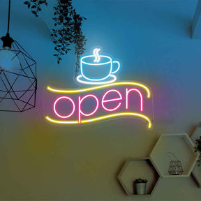 Coffee&Open Led Neon Sign for Shop Decor