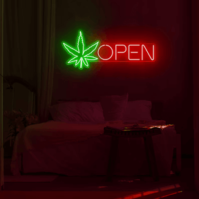 Open Neon Sign Weed Neon Sign Wall Decor Art