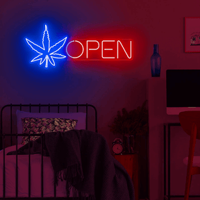 Open Neon Sign Weed Neon Sign Wall Decor Art