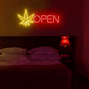 Open Neon Sign Weed Neon Sign Wall Decor Art