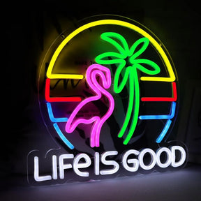 Life Is Good Palm Tree Neon Signs for Bar Wall Decor