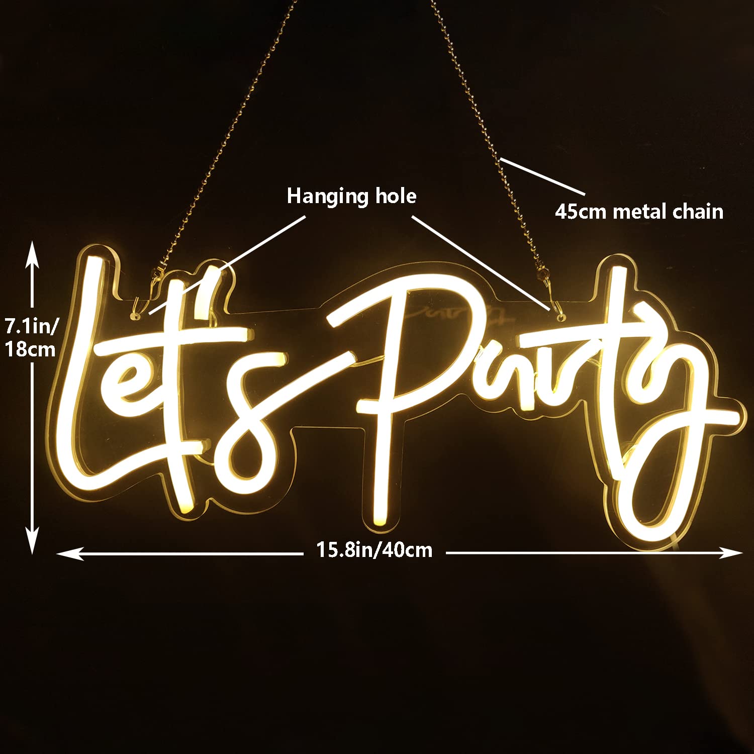 Let's Party Neon Sign for Event Party Decor