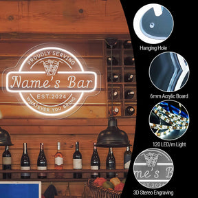 Personalized Bar Cocktail Beer Signs LED Neon Lights for Men Gifts