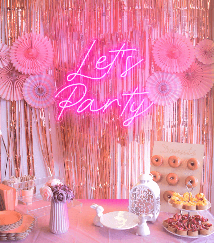 Let's Party Neon Sign for Party Event Decor