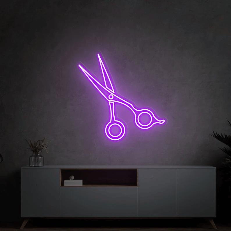 Scissors Neon Sign Salon Shop Decor Sign