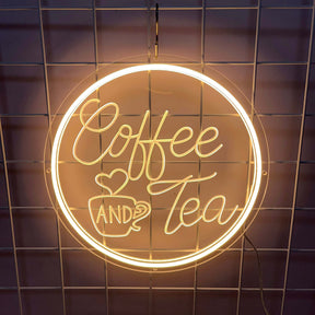 Round Coffee&Tea Neon Sign