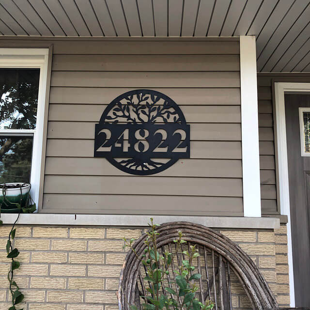 Round Metal Address Sign for House