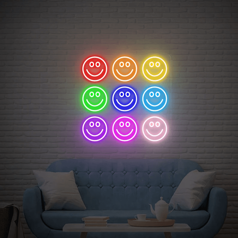 Smiley Face Neon Sign Colorful Neon Sign for Wall Decor Art