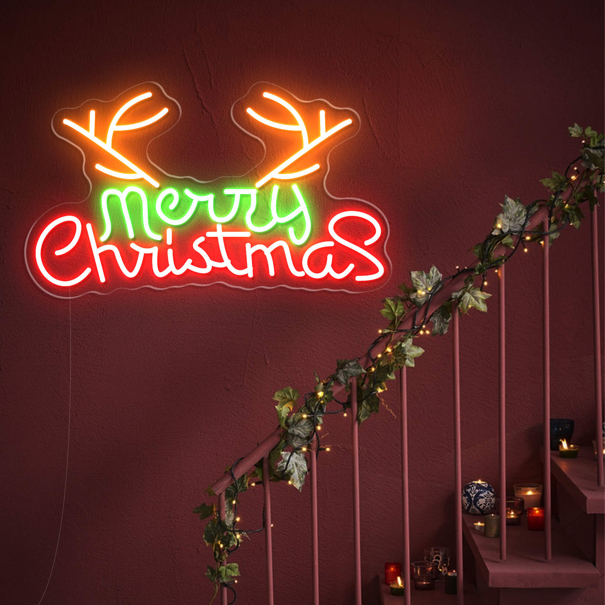 Antlers LED Neon Sign for Home Christmas Party Decor Gift